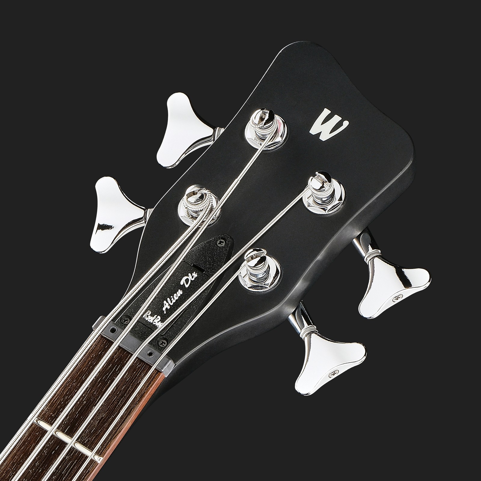 Headstock, Warwick Alien Deluxe 4 Hybrid Thinline Satin Black, acoustic bass