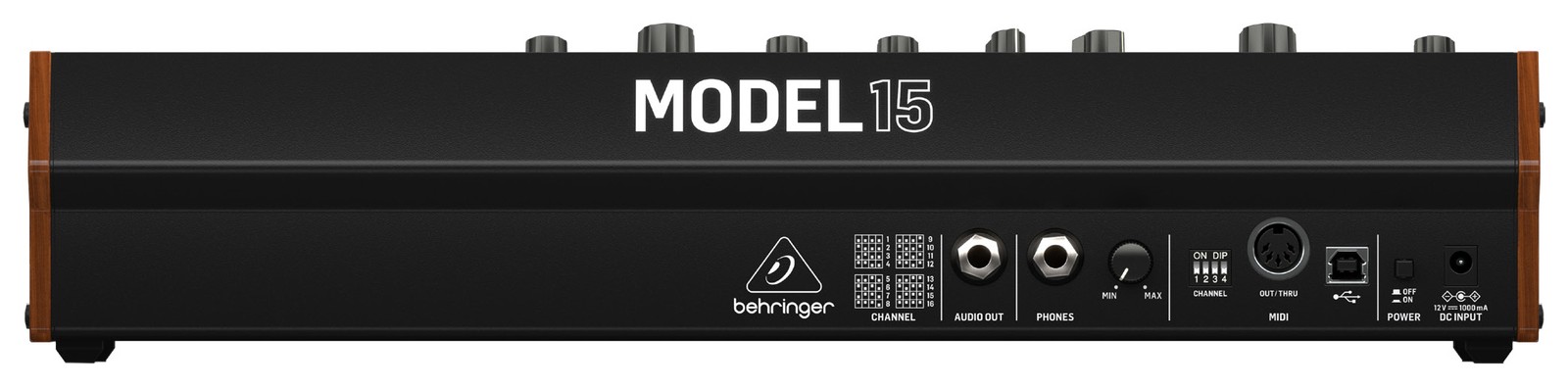 Face arrière et connecteurs du Behringer Model 15