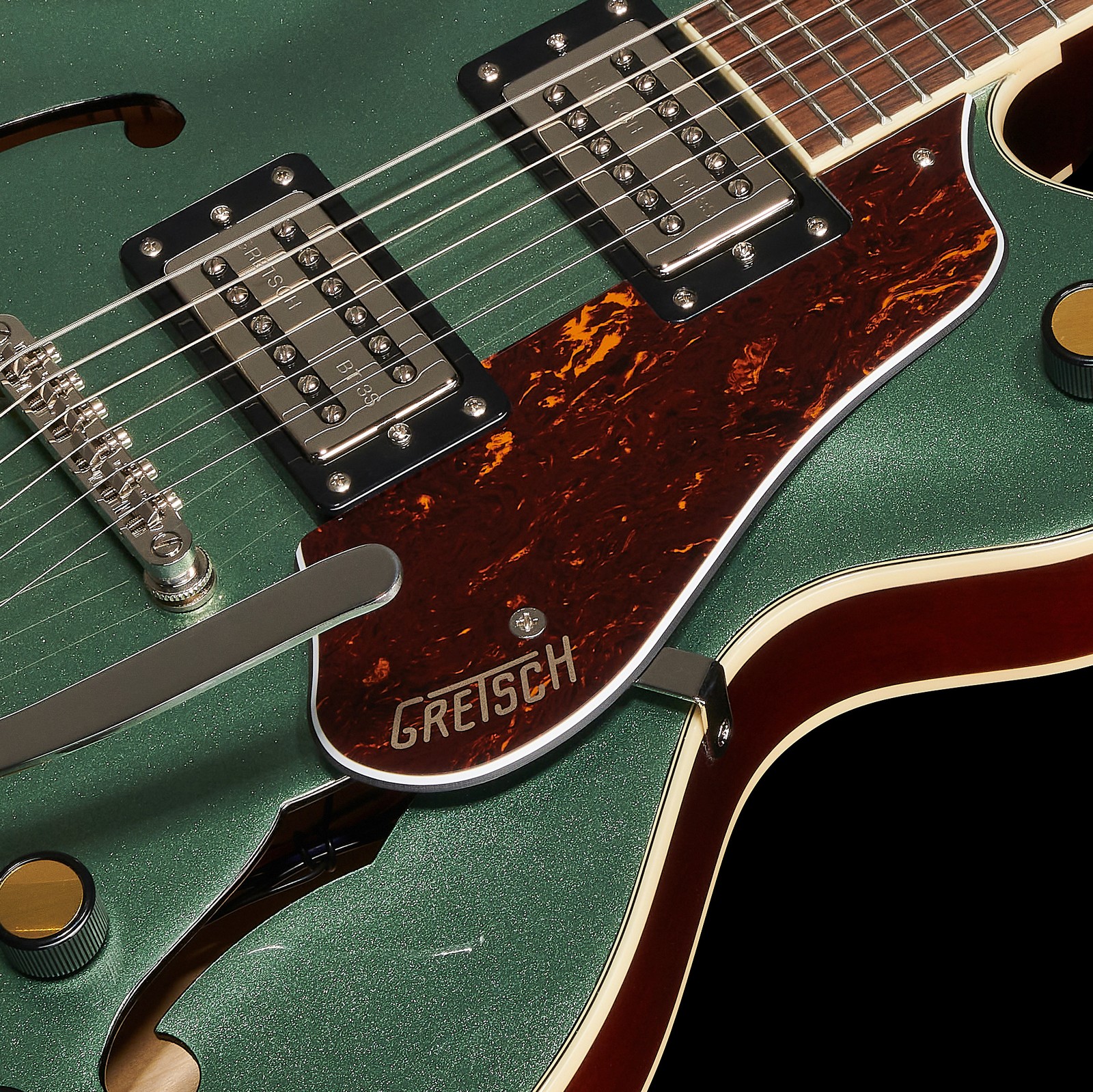 Tortoise Schlagbrett auf der grünen Decke der Gretsch G2622T Streamliner Cb Dc SO