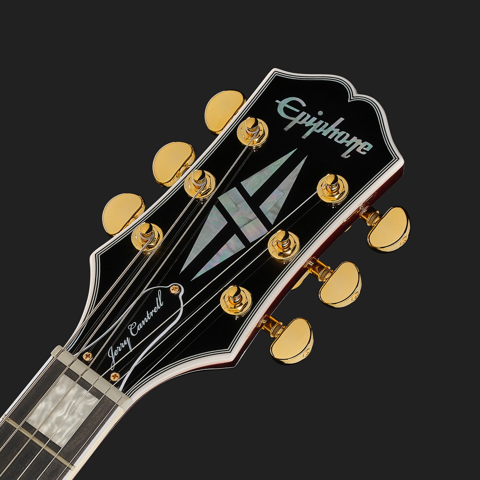 Kopfplatte der Epiphone Jerry Cantrell Wino LP Custom E-Gitarre