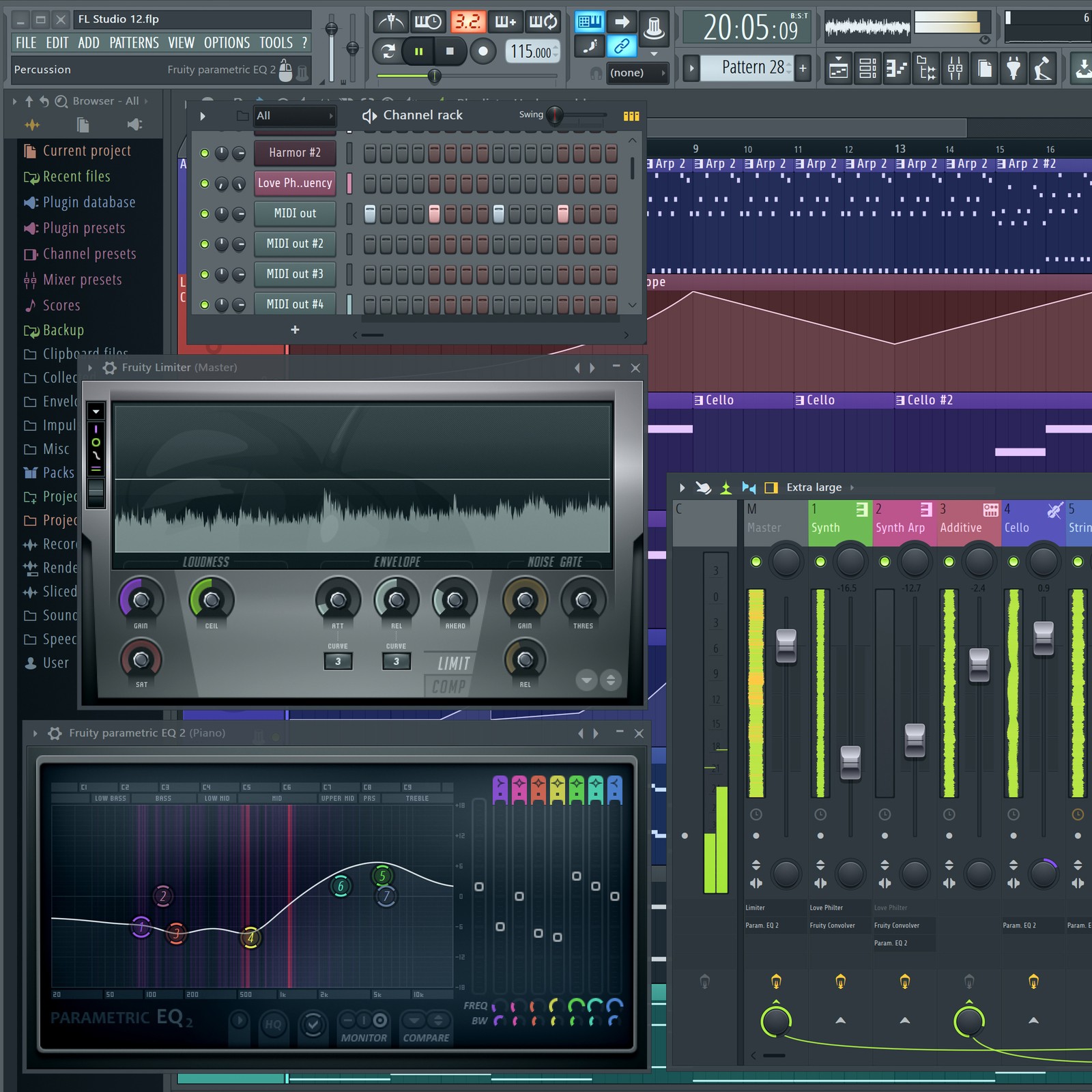 Screenshot vom Image-Line FL Studio Fruity Edition MIDI-Sequenzer
