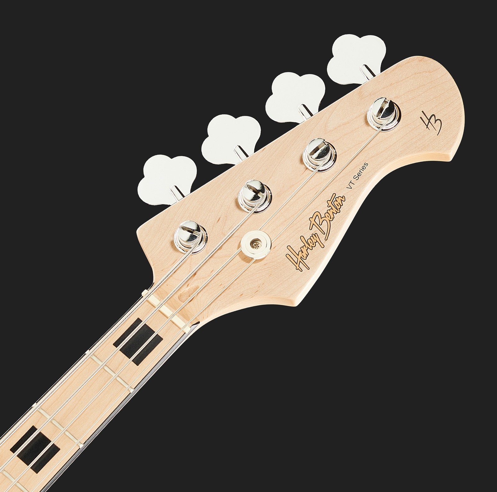 maple neck with Harley Benton headstock of the Harley Benton JB-75MN Black Vintage Series Electric Bass