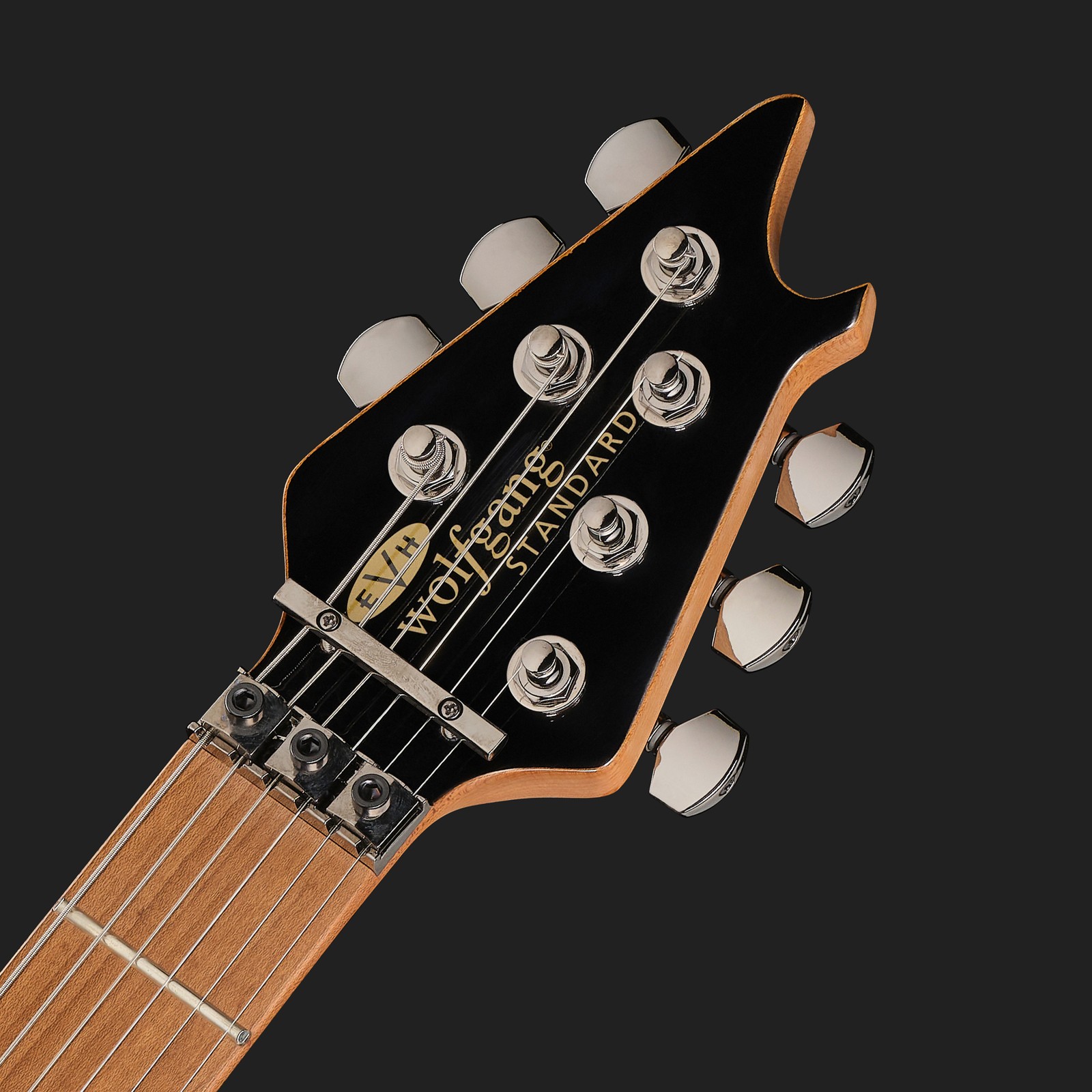 Kleine E-Gitarren Kopfplatte mit EvH Logo und Floyd Rose Klemmsattel