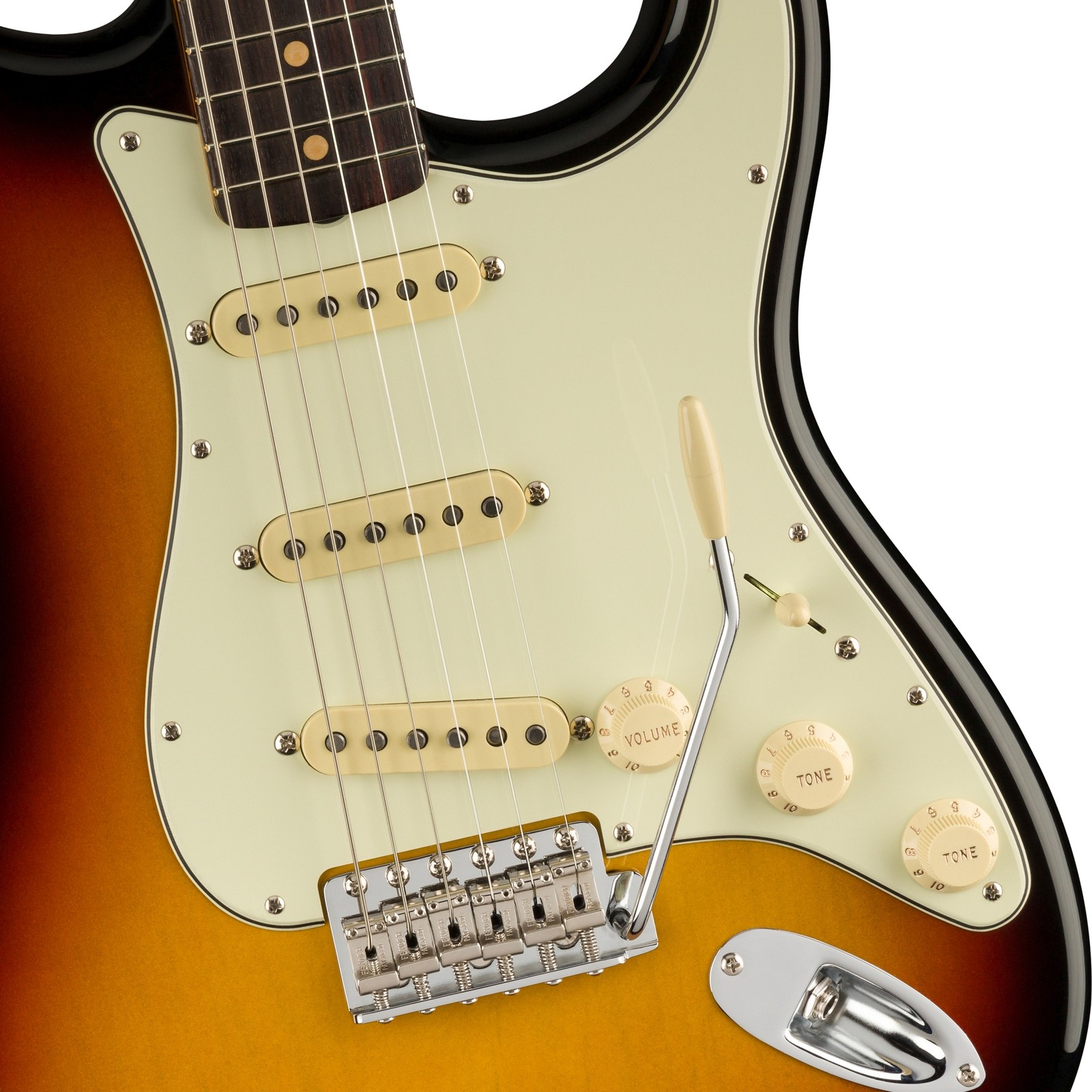 Fender E-Gitarre Stratocaster American Vintage II 3 Color Sunburst Nahaufnahme Schlagbrett Tonabnehmer Tremolo