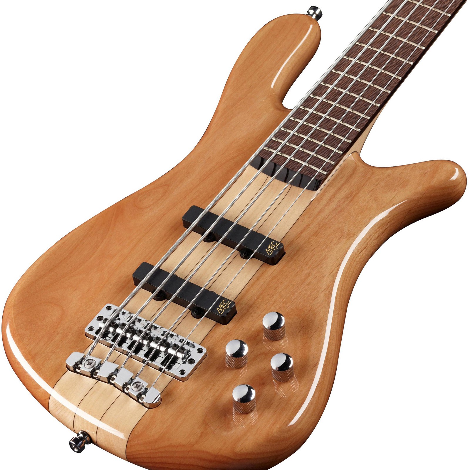 Body with natural finish on the Warwick RockBass Streamer Neckthru I 5 Natural High-Polish, five-string bass guitar