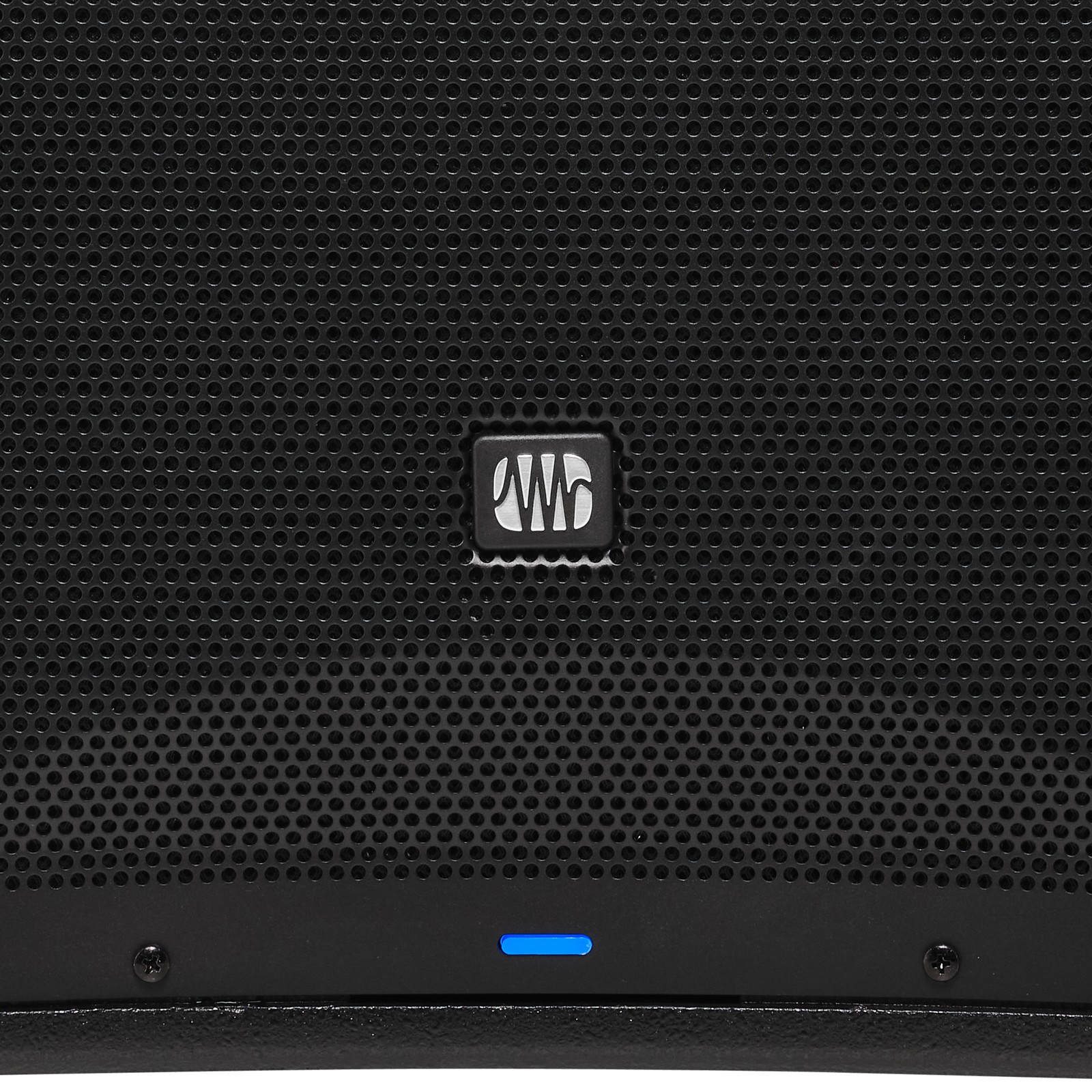 Frontgitter des Presonus Air XD Sub 15 Subwoofers mit Herstellerlogo