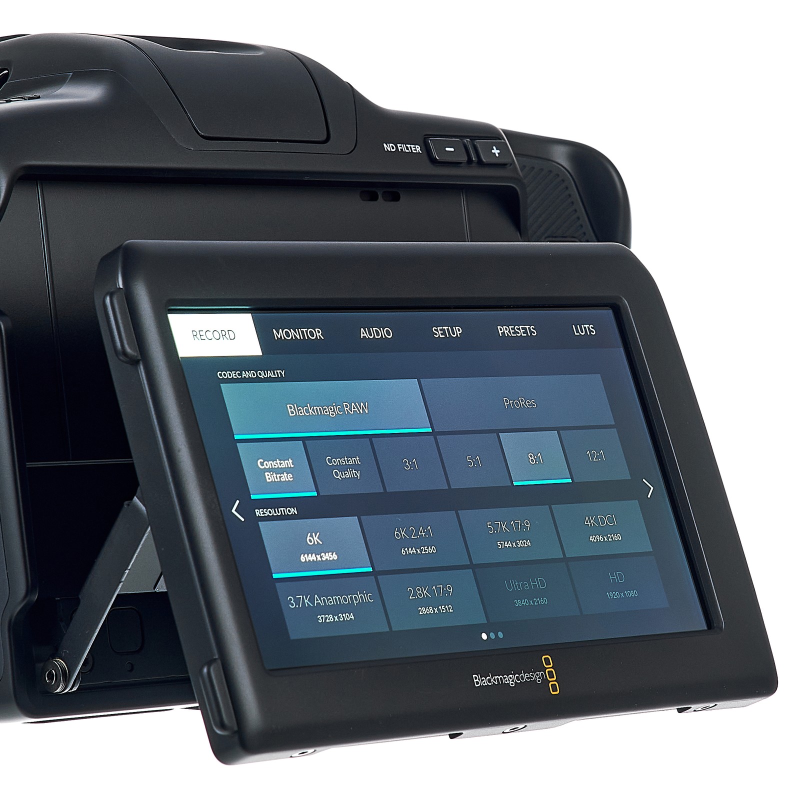 Screen on the  Blackmagic Design Pocket Cinema Camera 6K Pro 