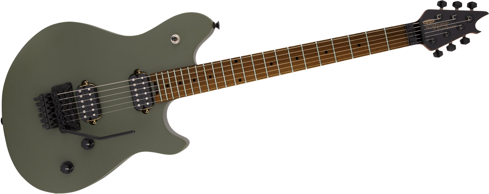 Graugrüne E-Gitarre Evh Wolfgang WG Standard MAD von vorne