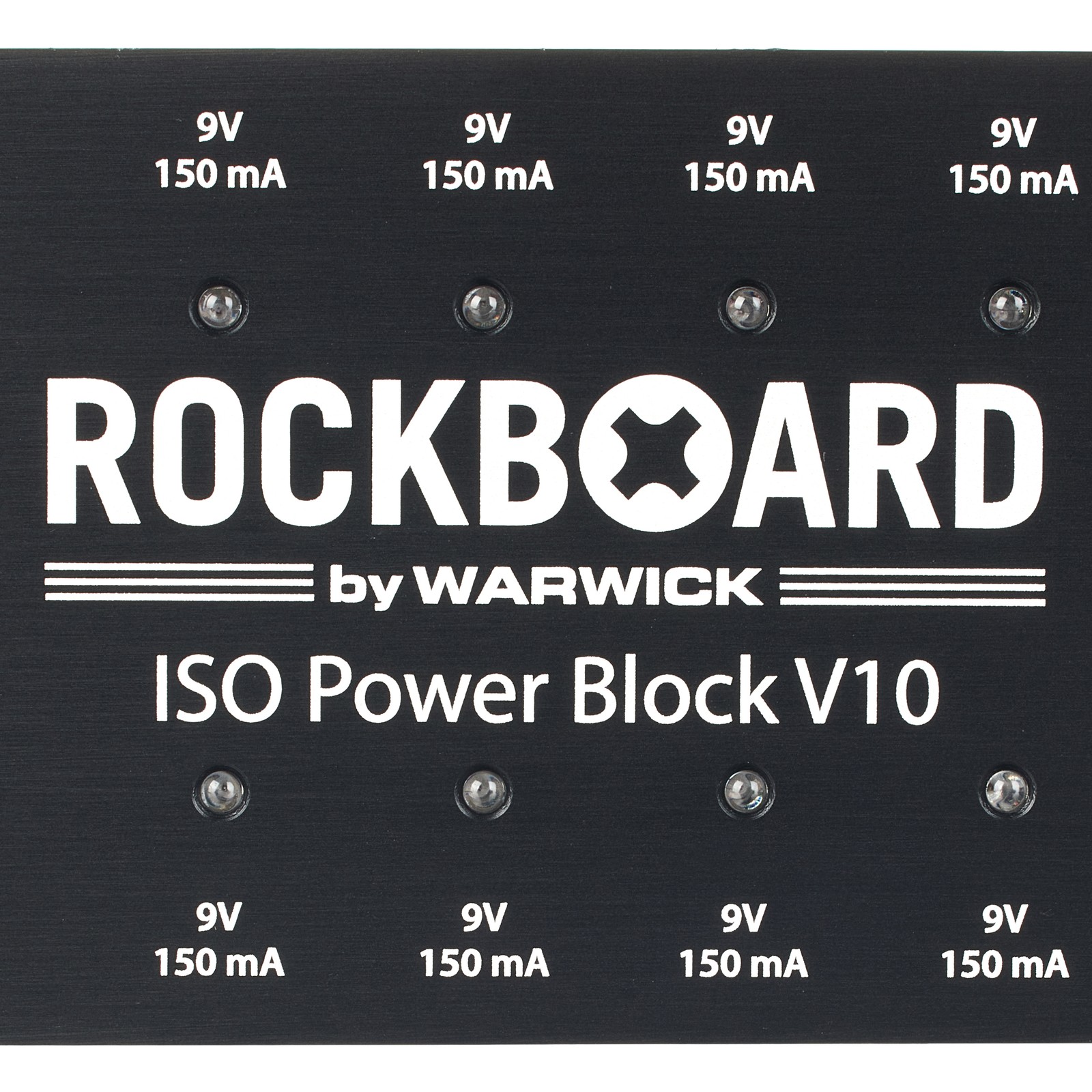 Logotipo Rockboard en el alimentador múltiple ISO Power Block V10 para pedales de efectos