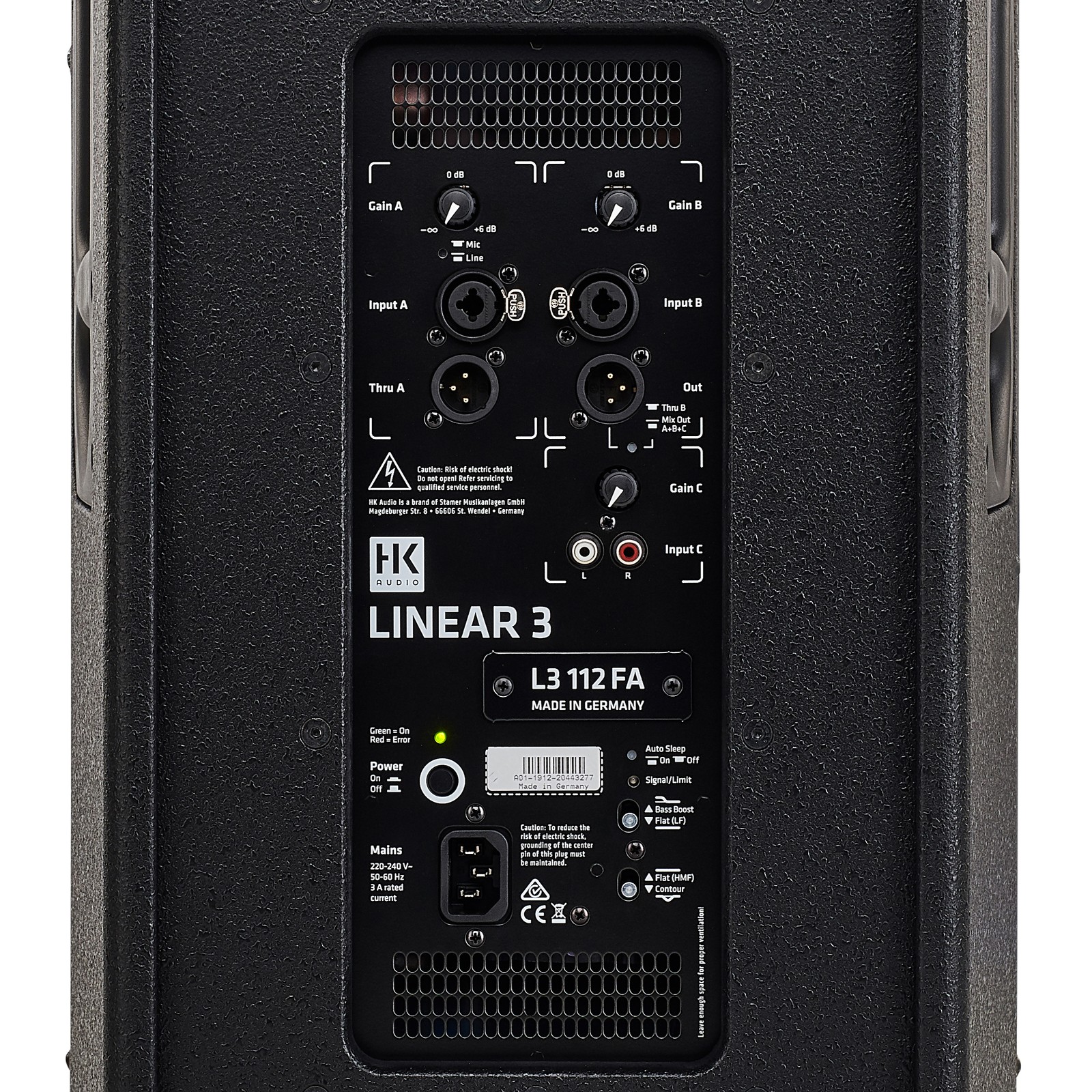 Anschlüsse auf der Rückseite der HK Audio LINEAR 3 112 FA Lautsprecherbox