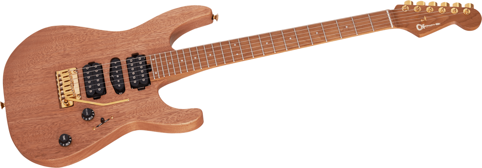Mahagoni E-Gitarre Charvel Pro-Mod DK24 HSH 2PT CM MH von vorne