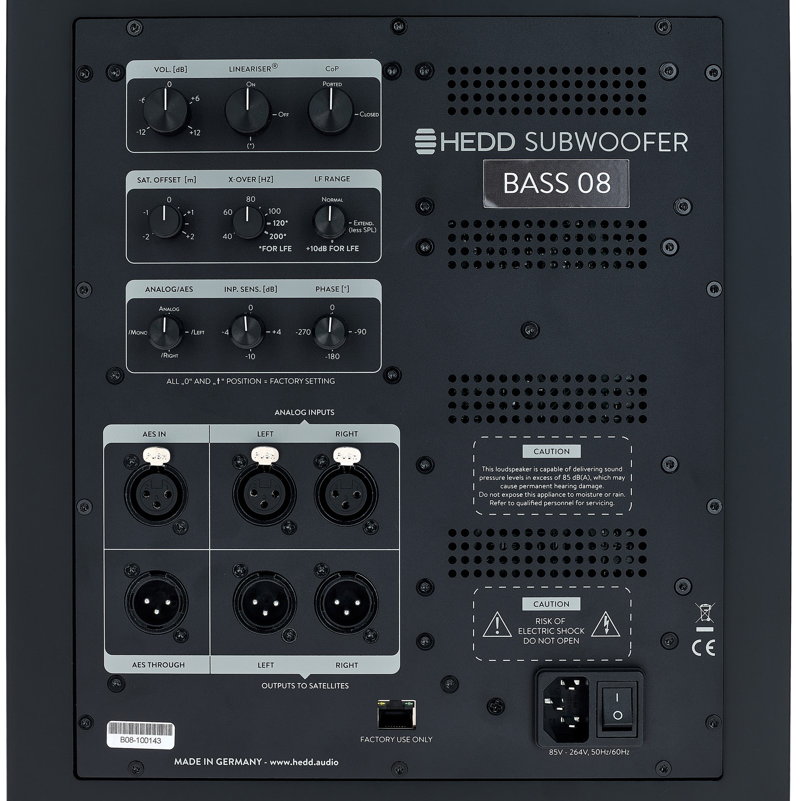 HEDD Bass 08 Rückansicht Anschlüsse Poti