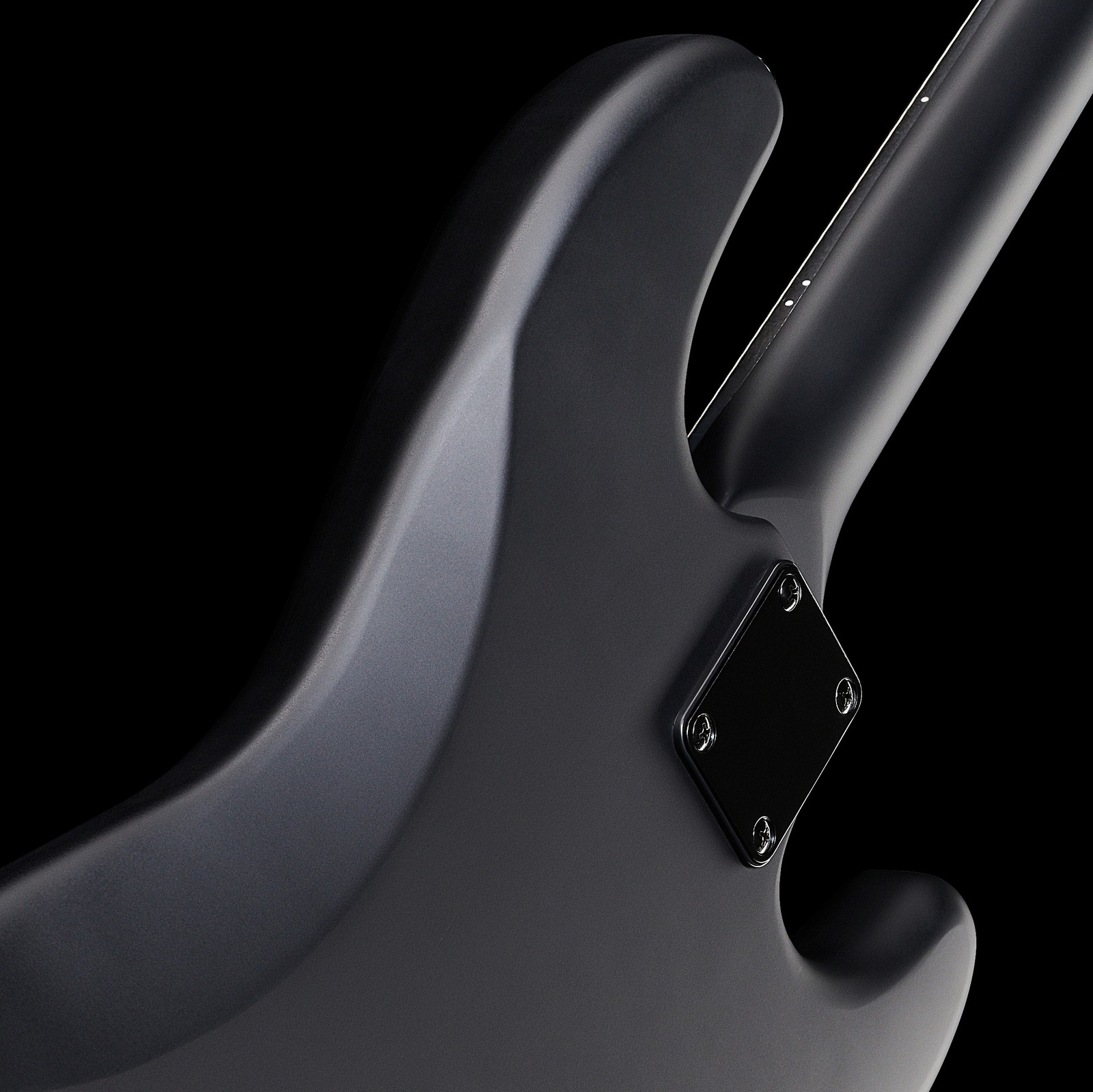 Mattschwarzer Bassgitarre Korpus von hinten