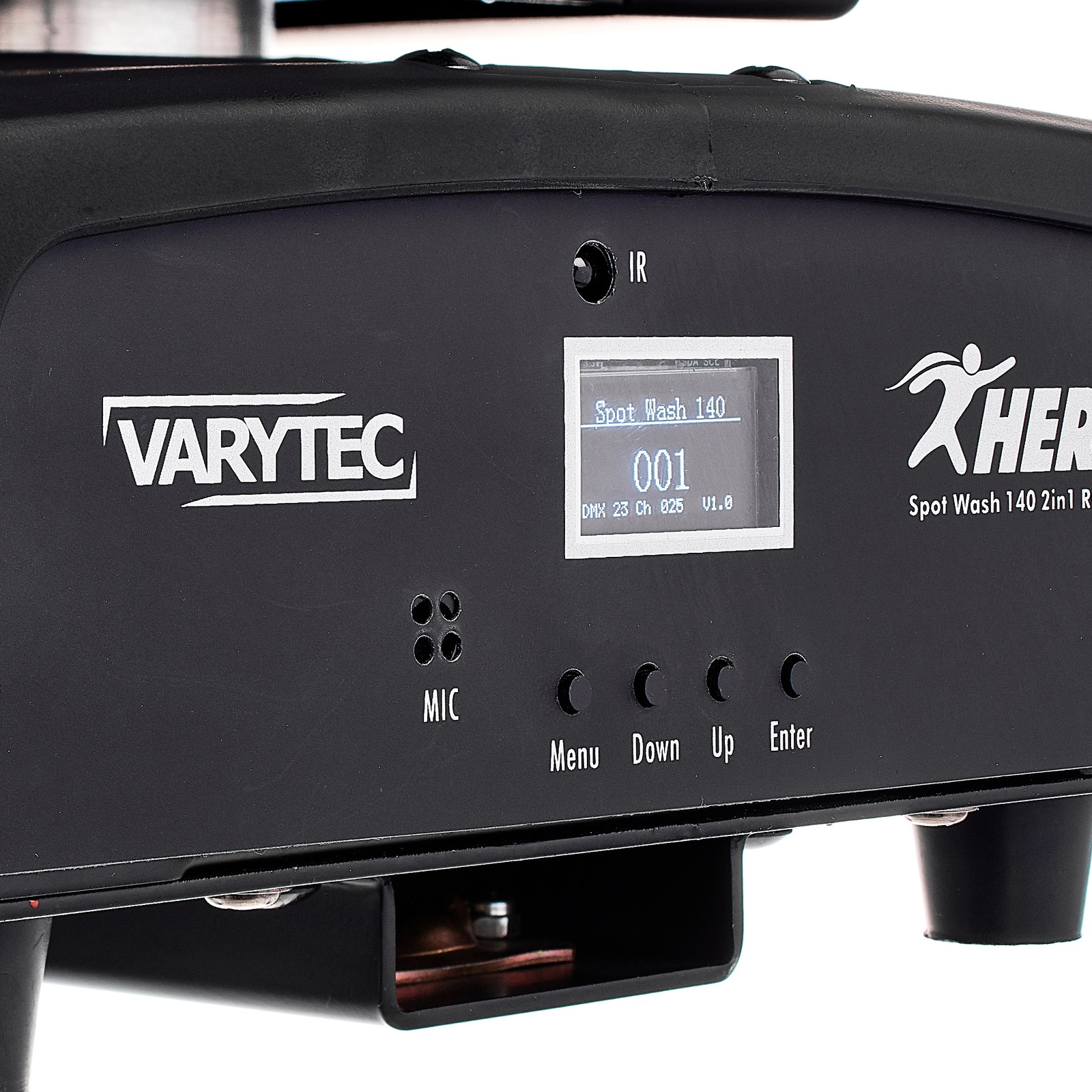 Display mit Tasten am Varytec Hero Spot Wash 140 2in1 RGBW+W 2in1 LED Spot-Wash-Moving-Head