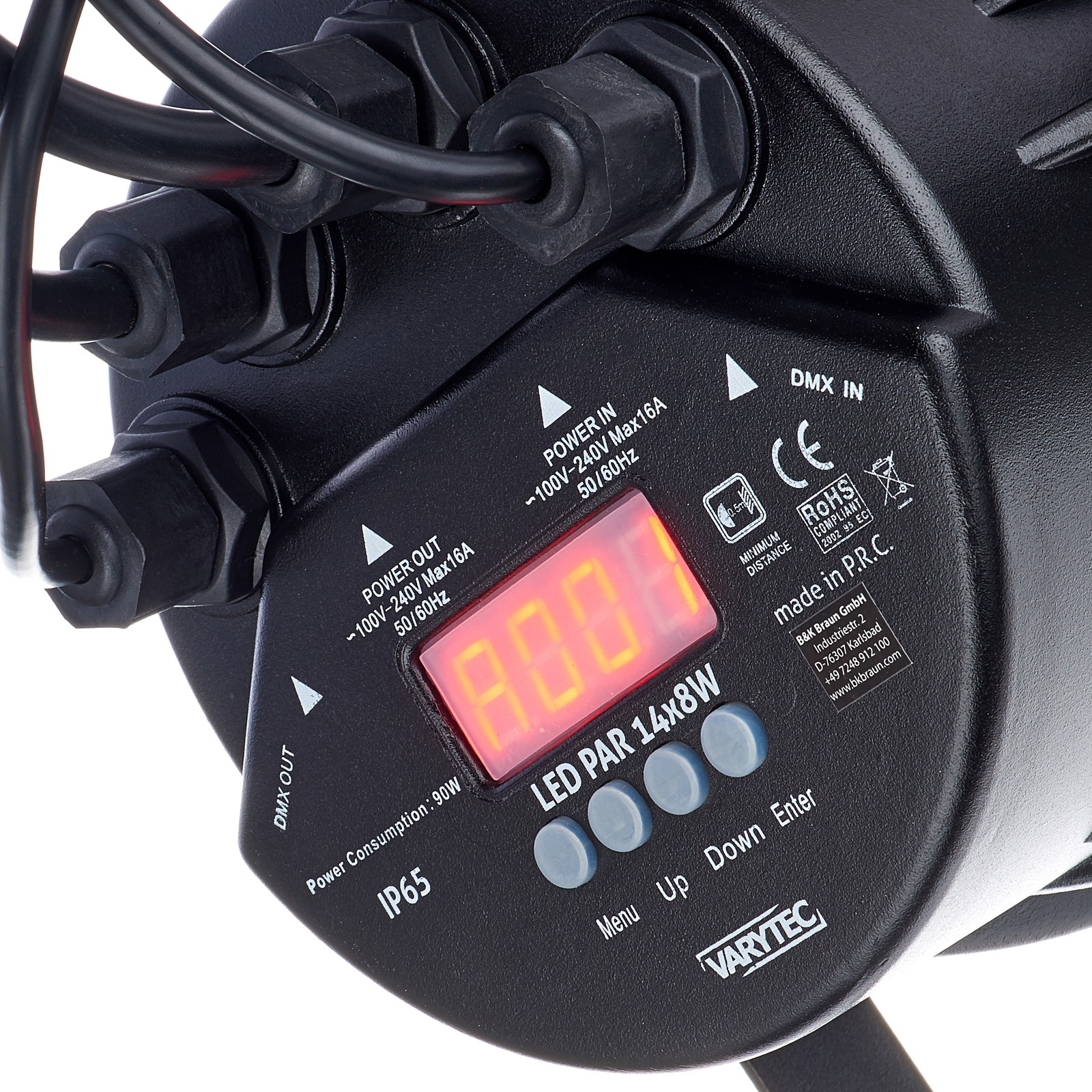 Varytec LED PAR 14x8W RGBW IP65 Bedienelemente