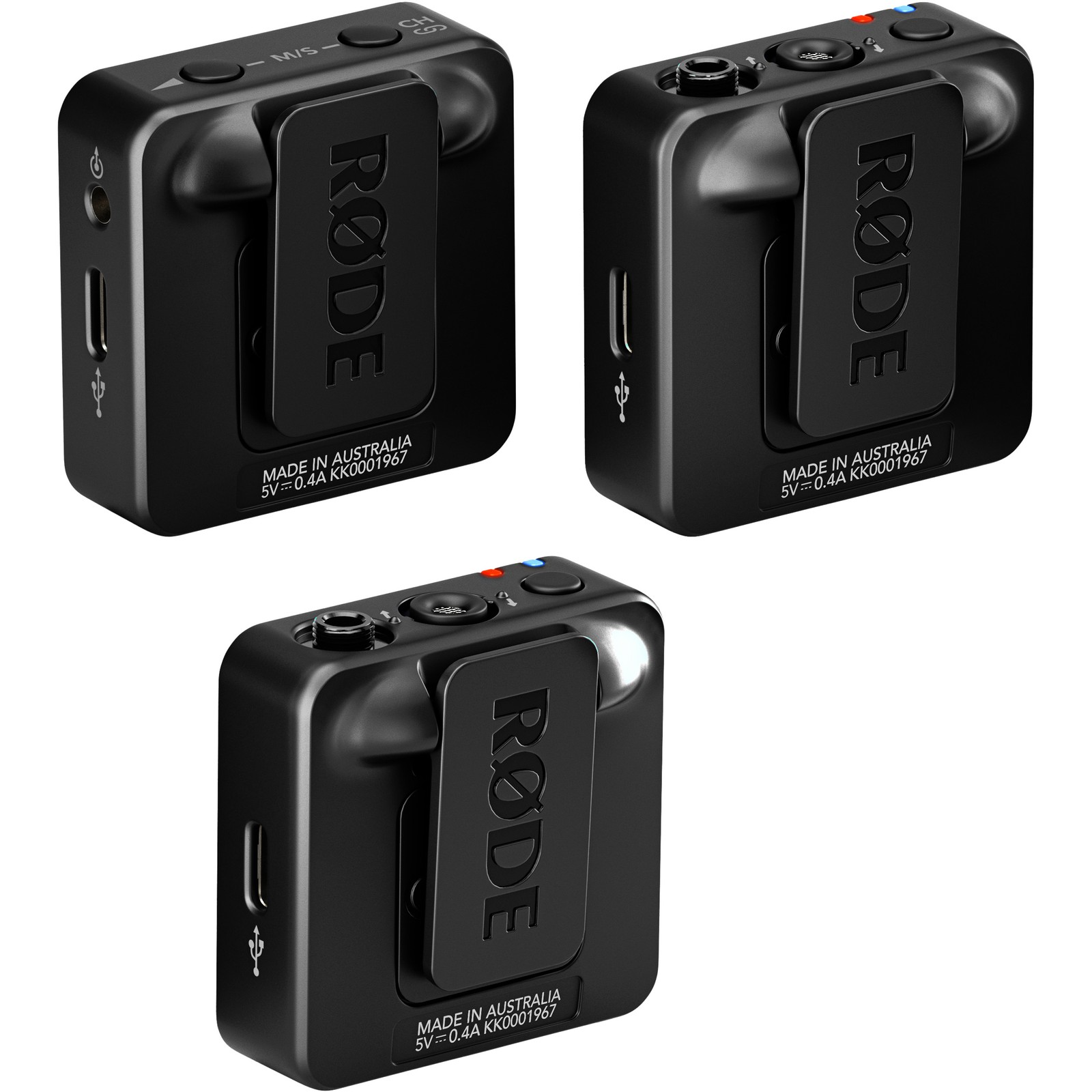 Clips auf der Rückseite des Rode Wireless GO (Gen 3) Digitales 2-Kanal Drahtlos-Mikrofonsystems