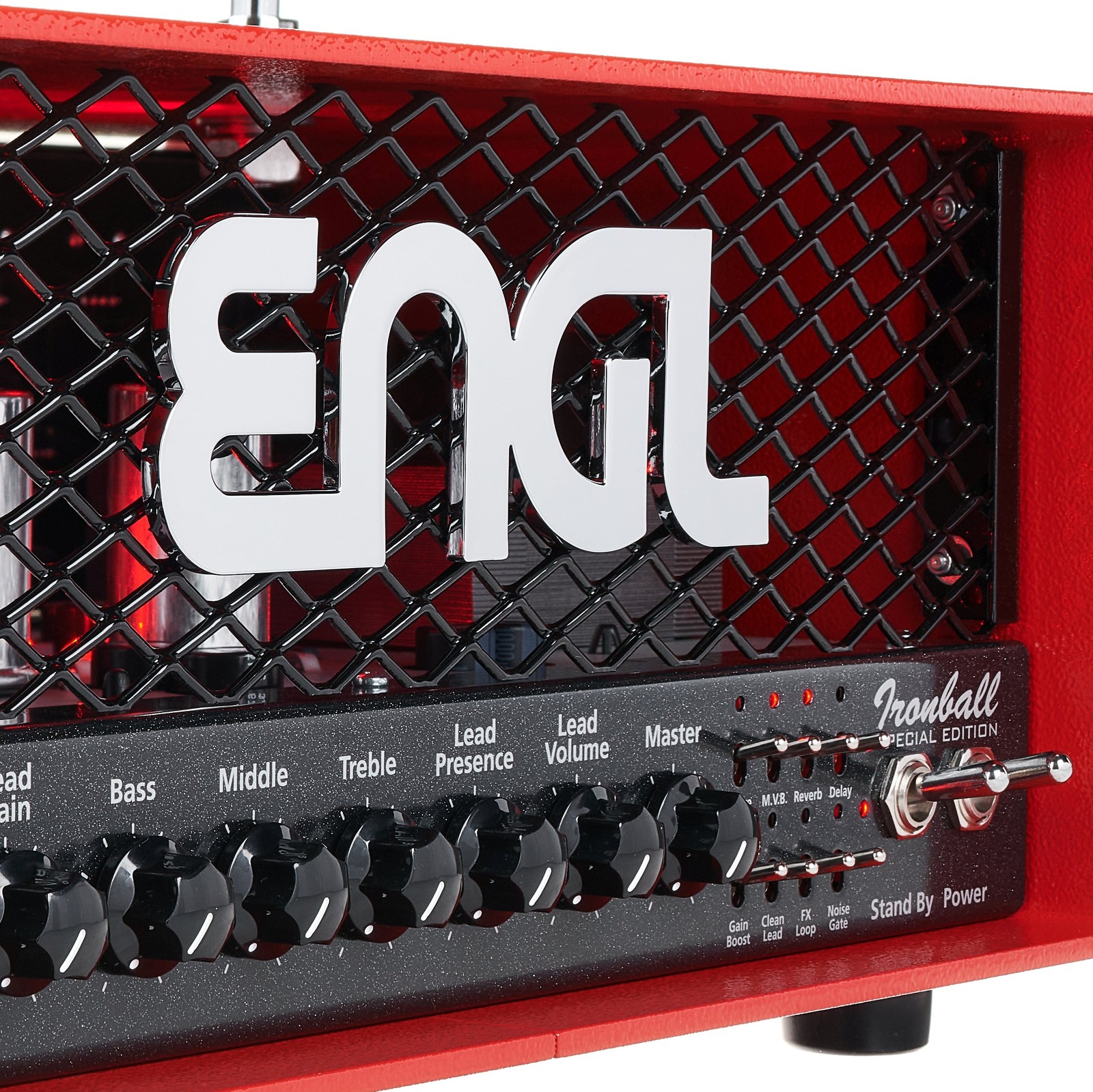 Engl Logo am roten E606 Ironball Head 20 Special Edition Röhrentopteil für E-Gitarre