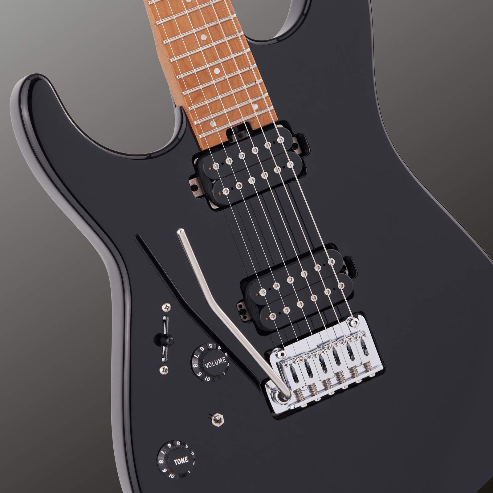 Schalter und Potis auf der Charvel Pro-Mod DK24 HH 2PT CM LH BLK