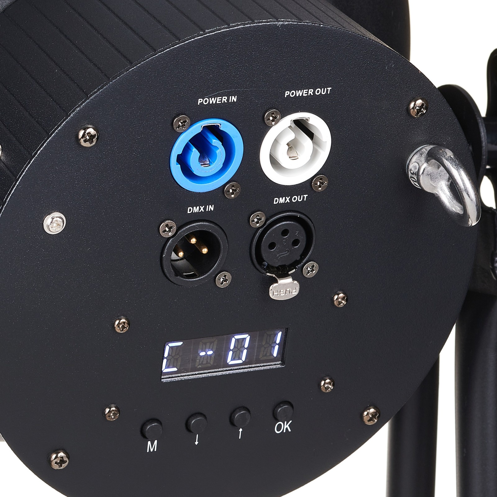 Connections on the back of the Stairville LED Vintage Bowl 50 RGBA