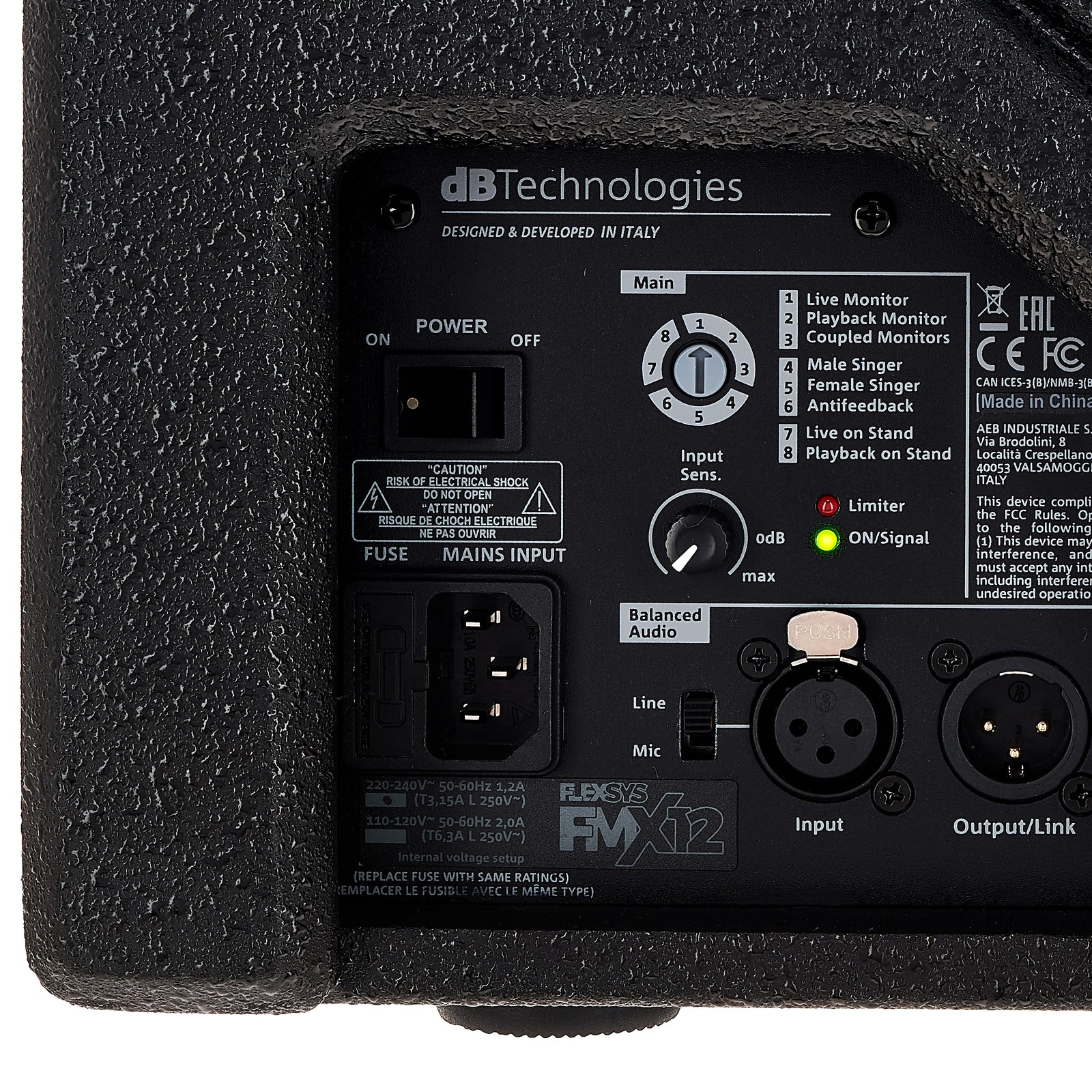 dB Technologies FMX 12, Rückseite