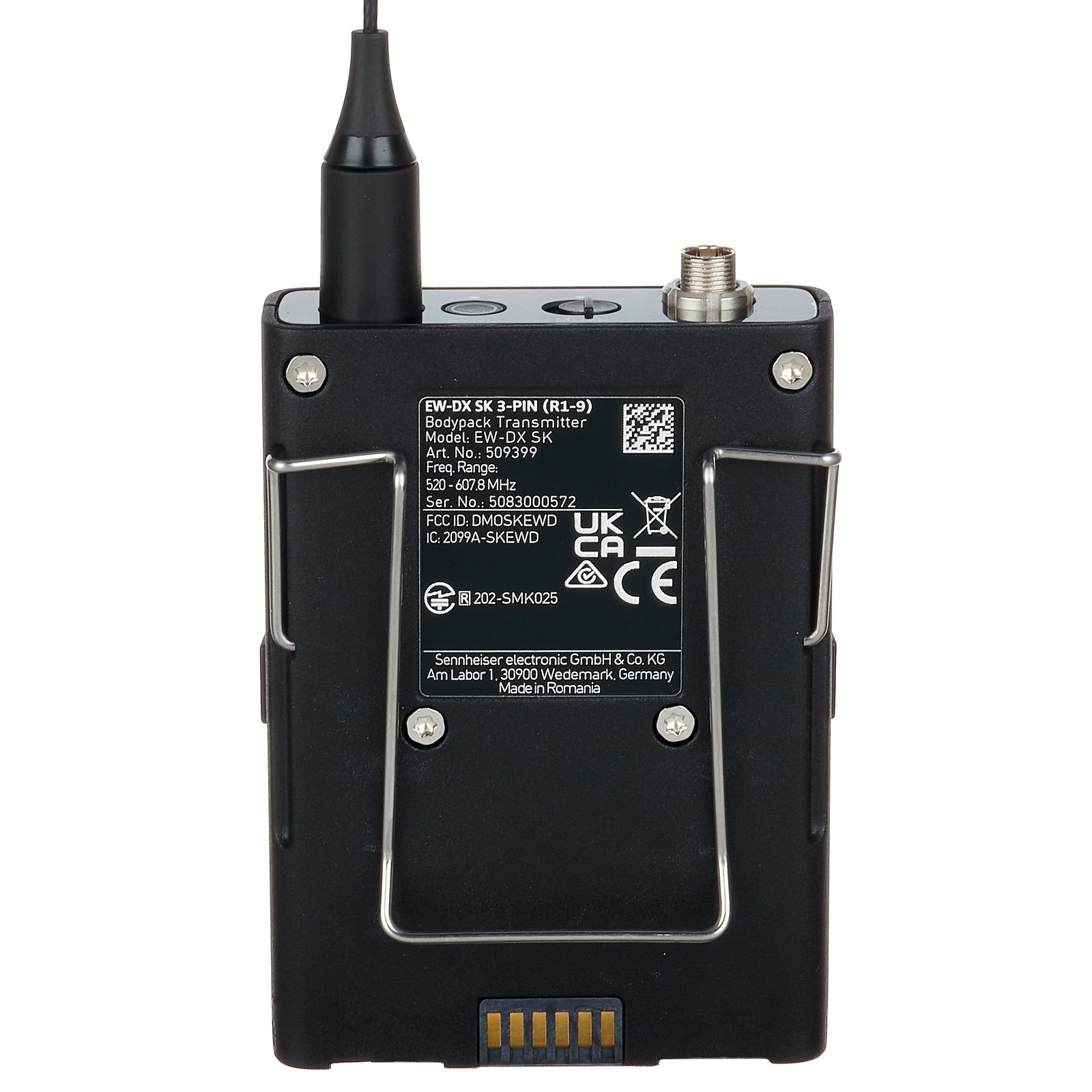 Sennheiser EW-DX SK 3-pin R1-9 Taschensender Rückseite