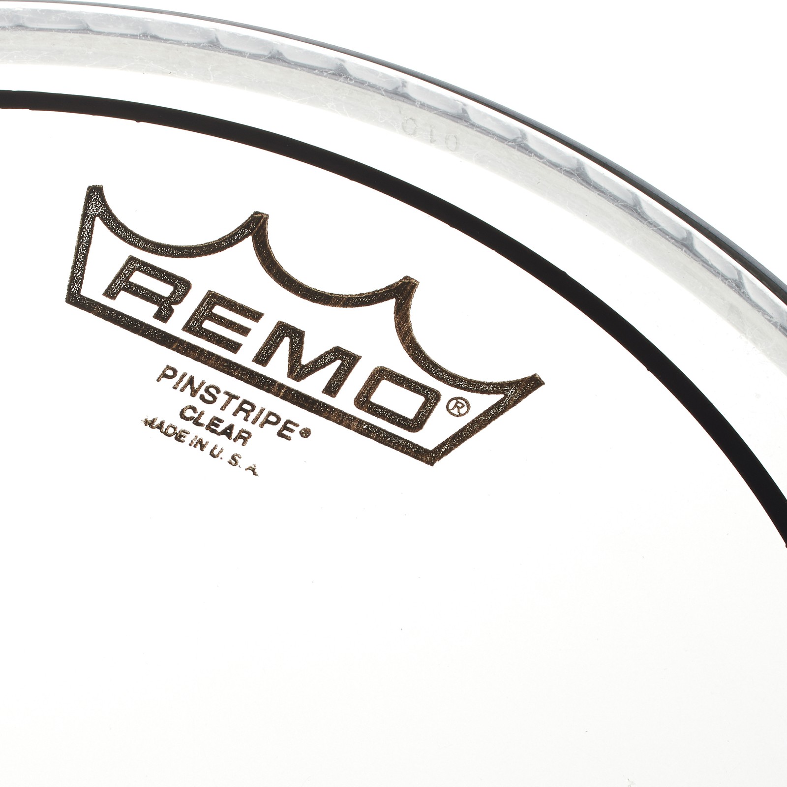 Herstellerlogo auf dem Remo Pin Stripe Clear 10" Fell
