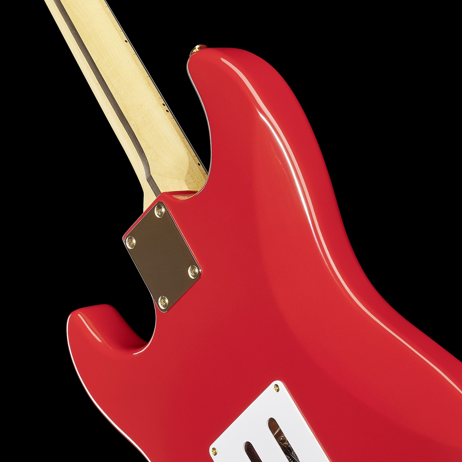 Rote E-Gitarre Harley Benton ST-59HM Fiesta Red Tribute von hinten