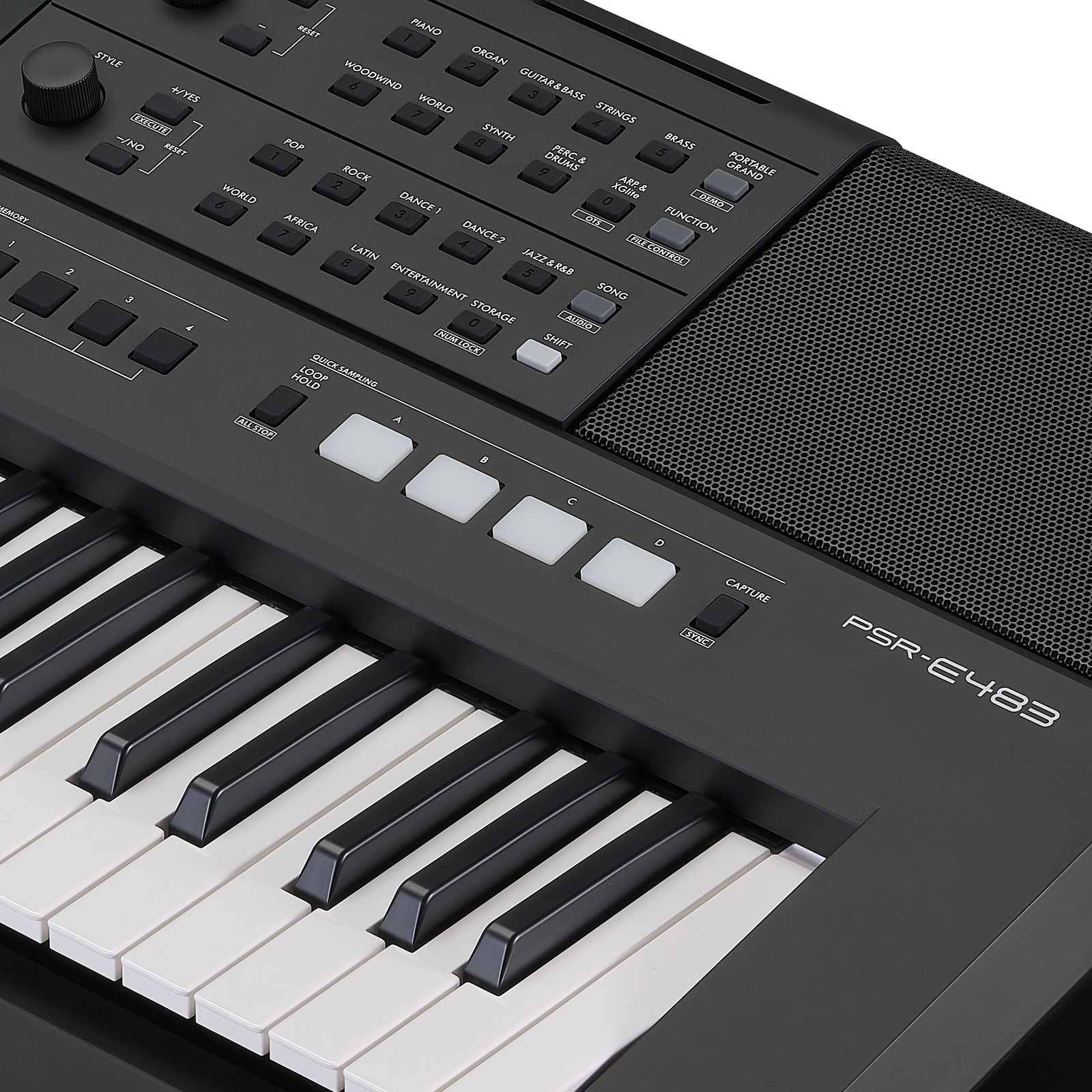 Bedienelemente des Yamaha PSR-E483 Keyboards