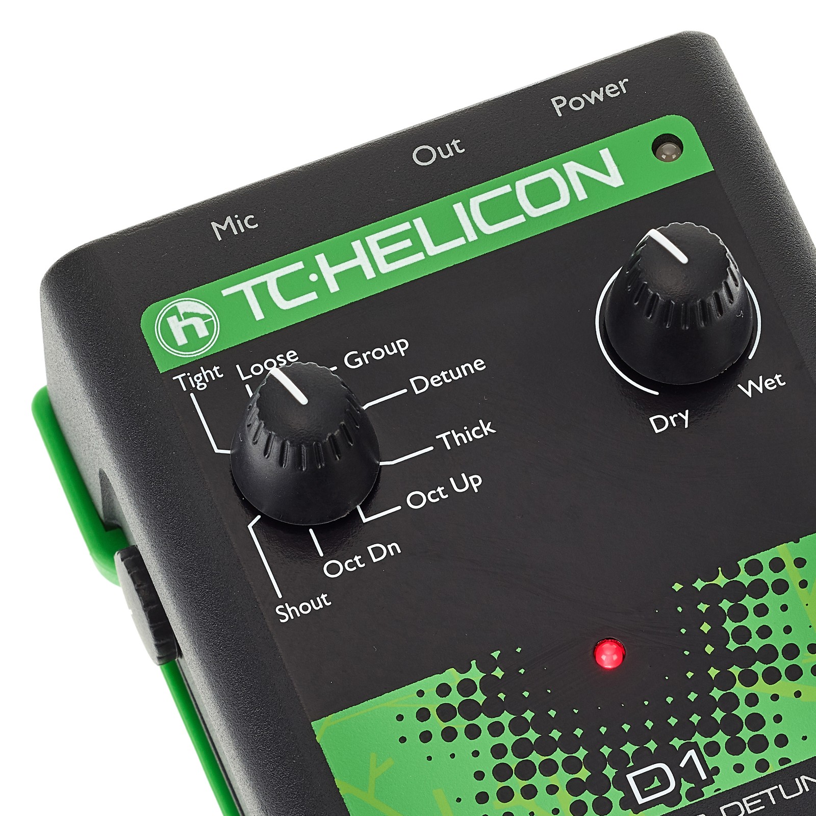 Detalle del TC-Helicon VoiceTone D1 Pedal procesador de efectos vocales