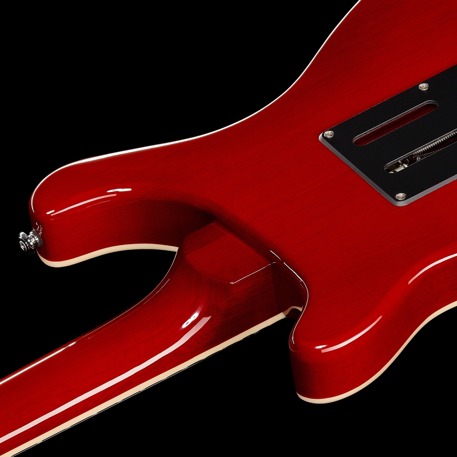 Eingeleimter Hals auf der Rückseite der Harley Benton CST-24T Black Cherry Flame