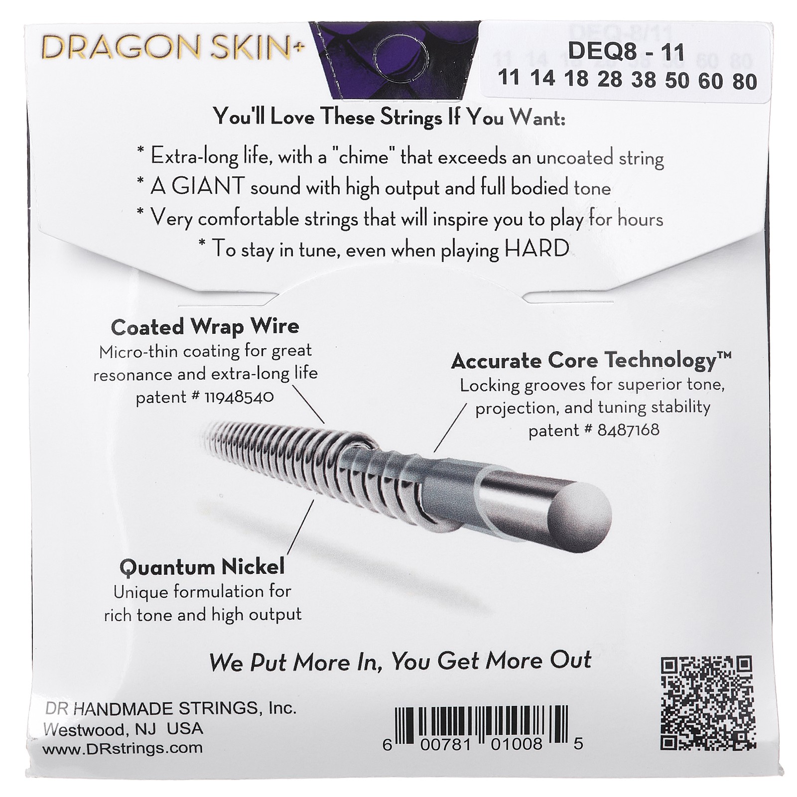 Verpackung der DR Strings Dragon Skin+ DEQ-8/11 Coated