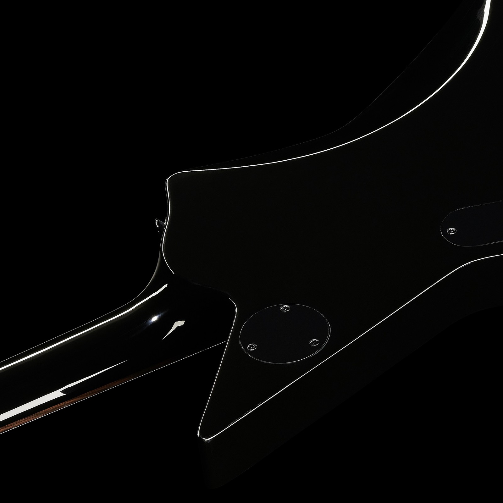 Backside body of the Harley Benton EX-84 Modern EMG BK Electric Guitar in black