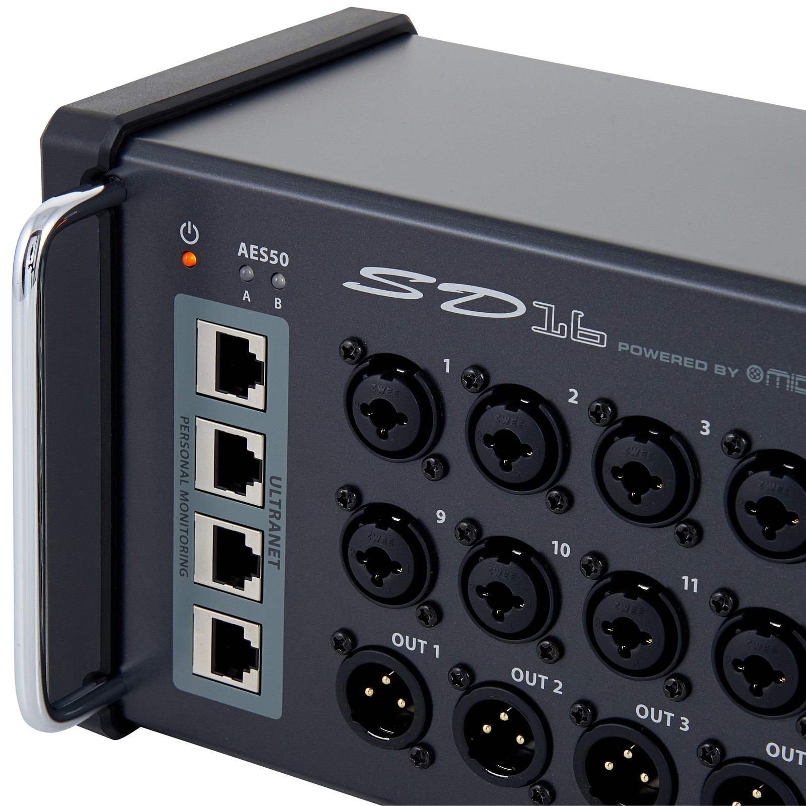 Anschlüsse auf der Vorderseite der Behringer SD16 Stagebox