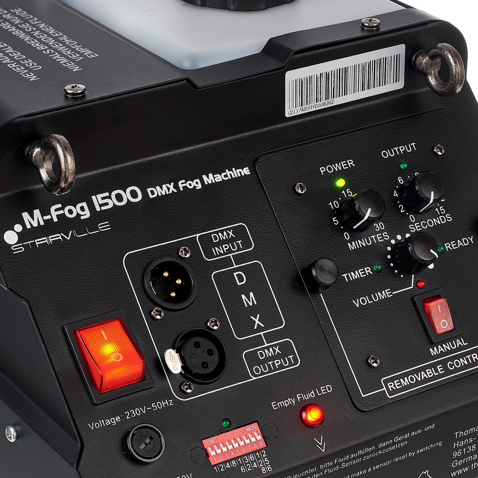 Anschlüsse der Stairville M-Fog 1500 DMX Fog Machine