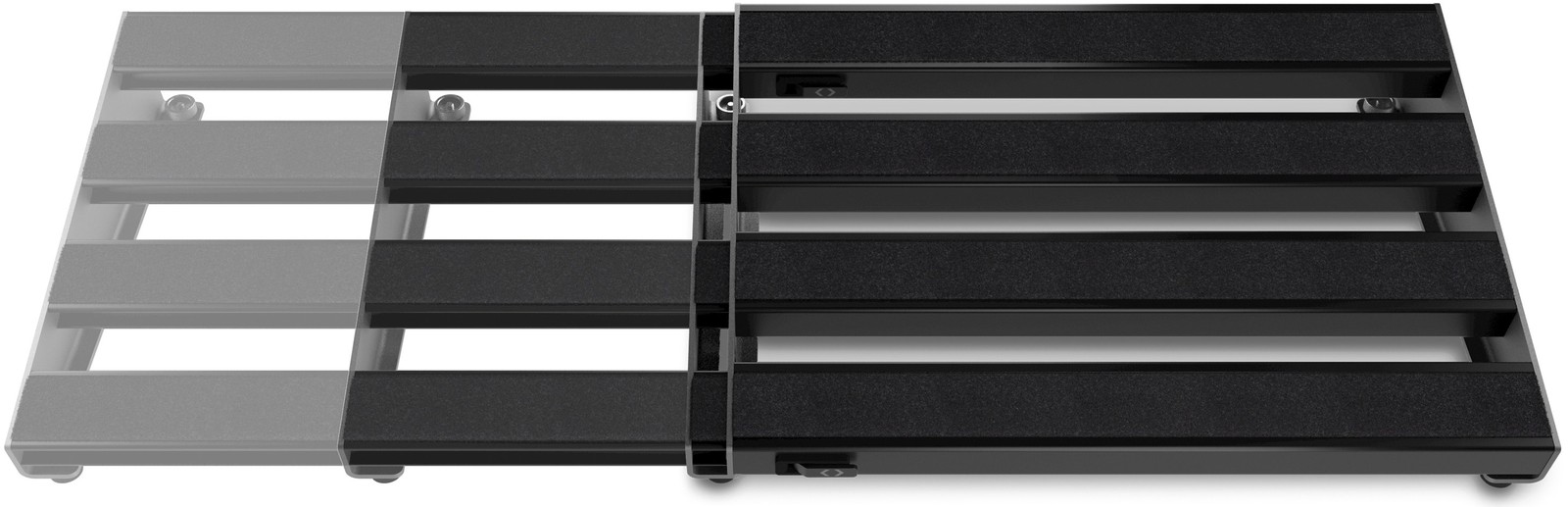 Verschiedene mögliche Breiten des Daddario XPND 2 Pedalboard