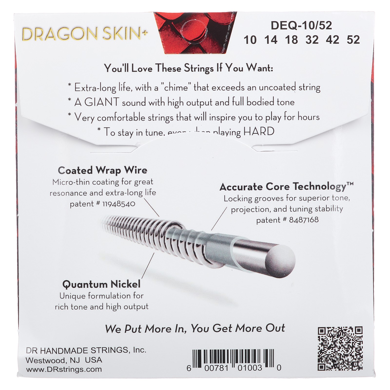Verpackung der DR Strings Dragon Skin+ DEQ-10/52 Coated