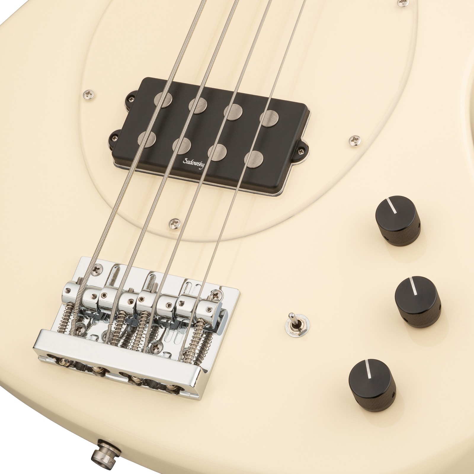 Humbucker and controls, Sadowsky MetroExpress 21 Vintage M4 Maple White, electric bass guitar