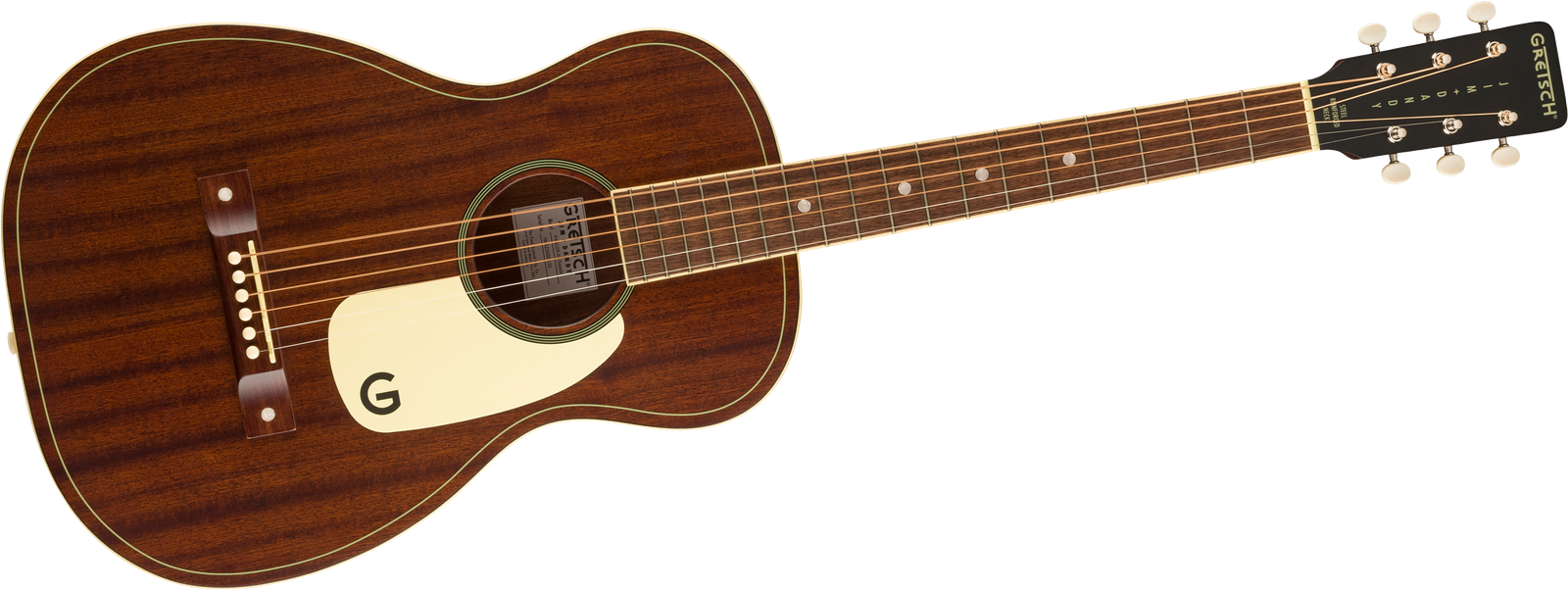 Frontansicht der Westerngitarre Gretsch JD Parlor MAH WPG FRSTN