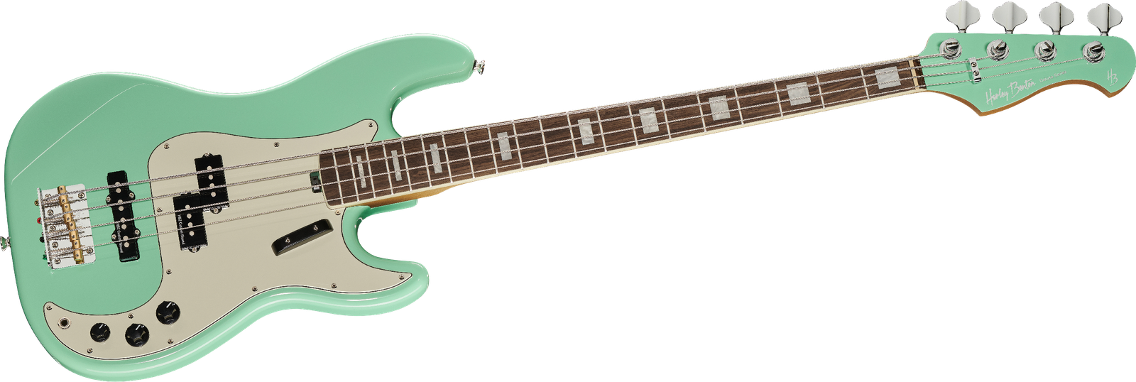 Harley Benton MV-4PJ Seafoam Green E-Bass Frontalansicht