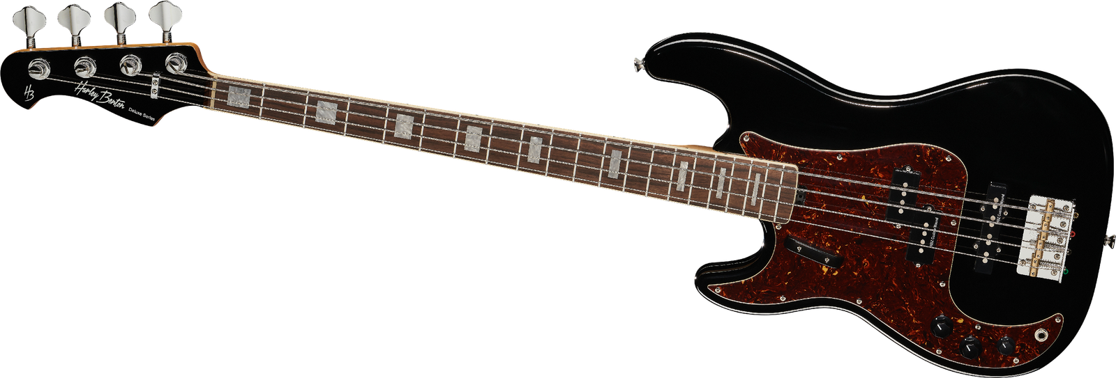 Harley Benton MV-4PJ LH Black Linkshänder E-Bass Frontalansicht