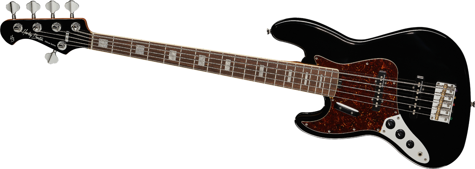 5-Saiter Linkshänder E-Bass Harley Benton MV-5JB LH Black Frontalansicht
