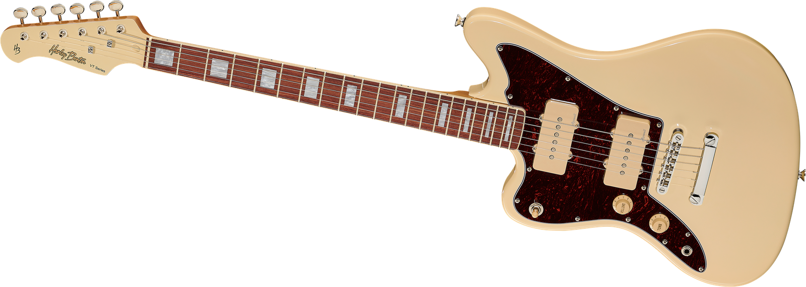 Weiße E-Gitarre Harley Benton HB JA-60LH OW Frontansicht