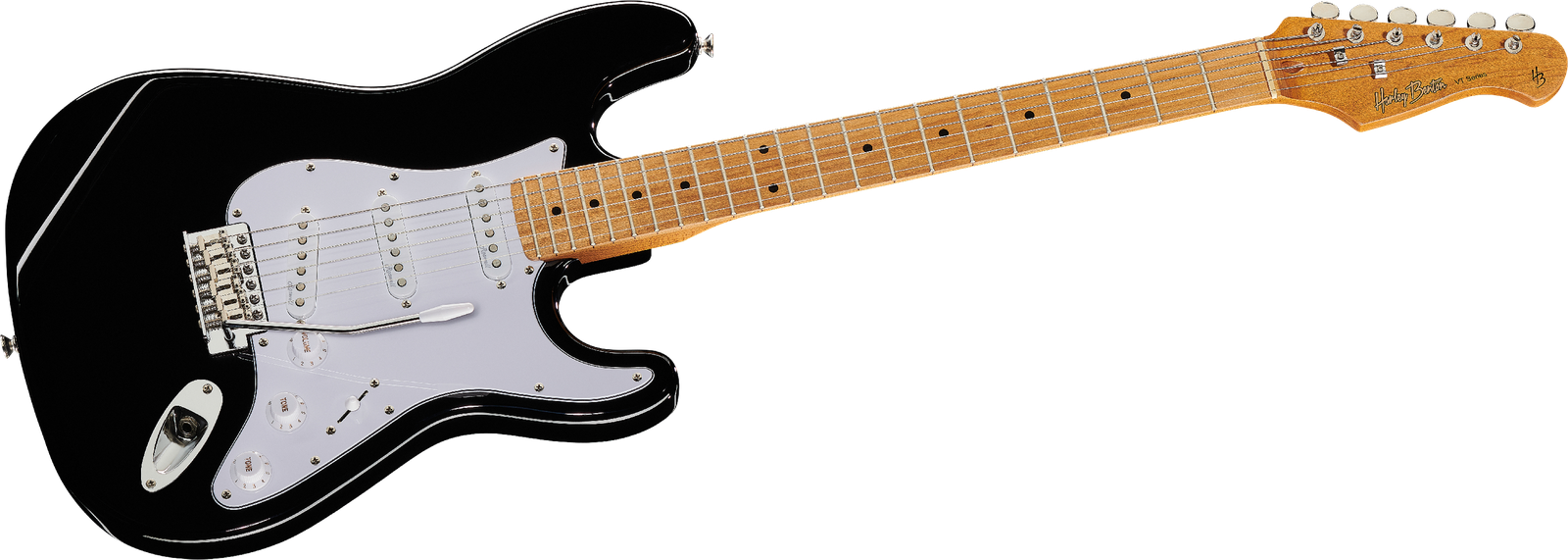 Frontansicht der E-Gitarre Harley Benton ST-62 MN BK Vintage Series