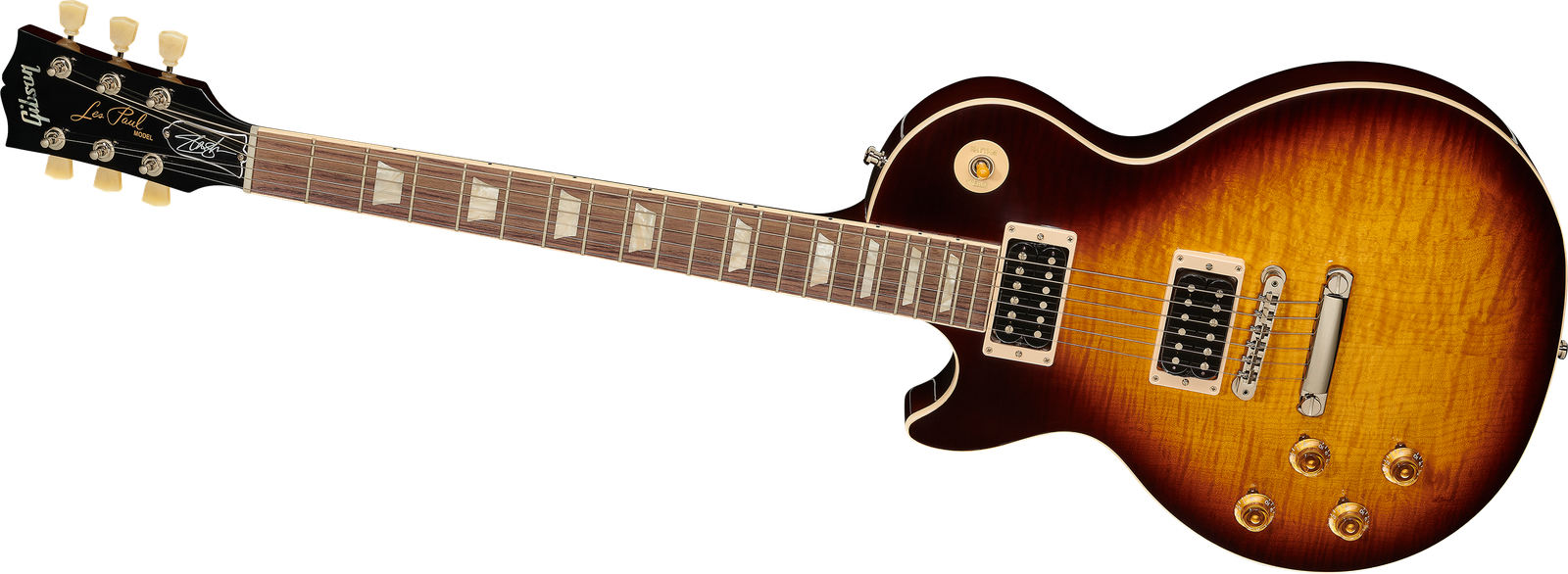 Frontansicht Linkshänder E-Gitarre Gibson Les Paul Slash Standard November Burst LH