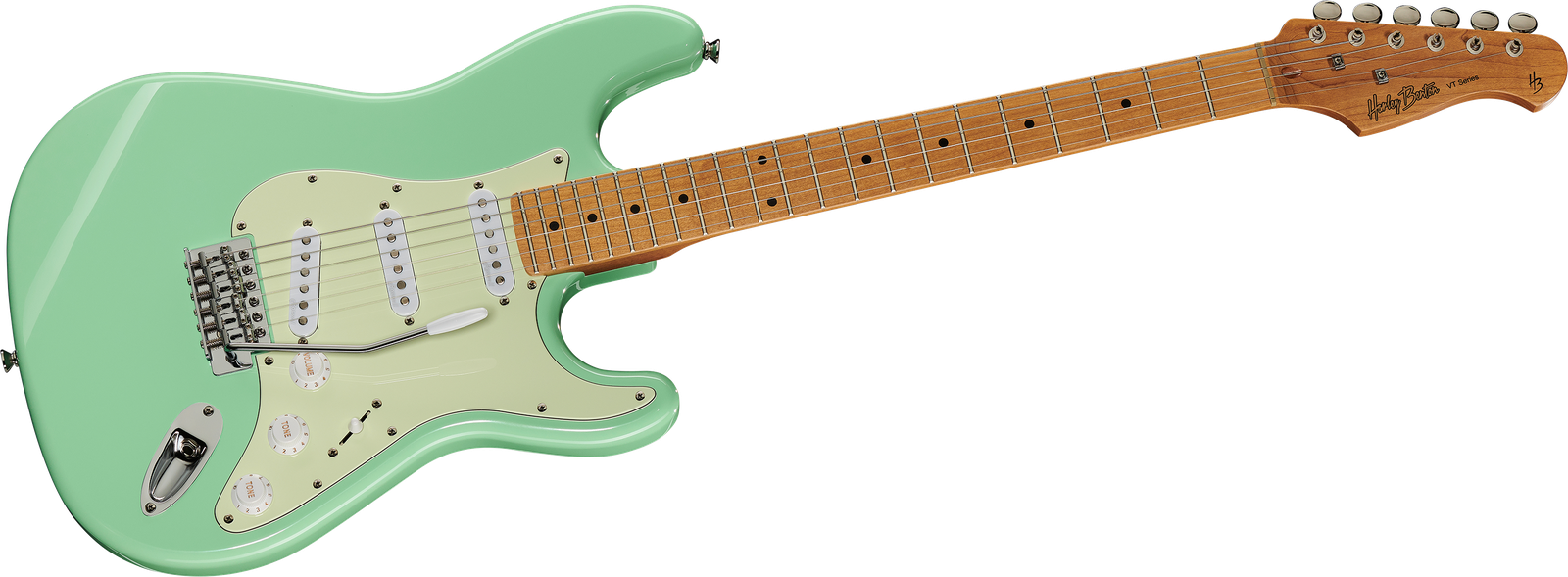 Frontansicht E-Gitarre Harley Benton ST-62CC MN Seafoam Green