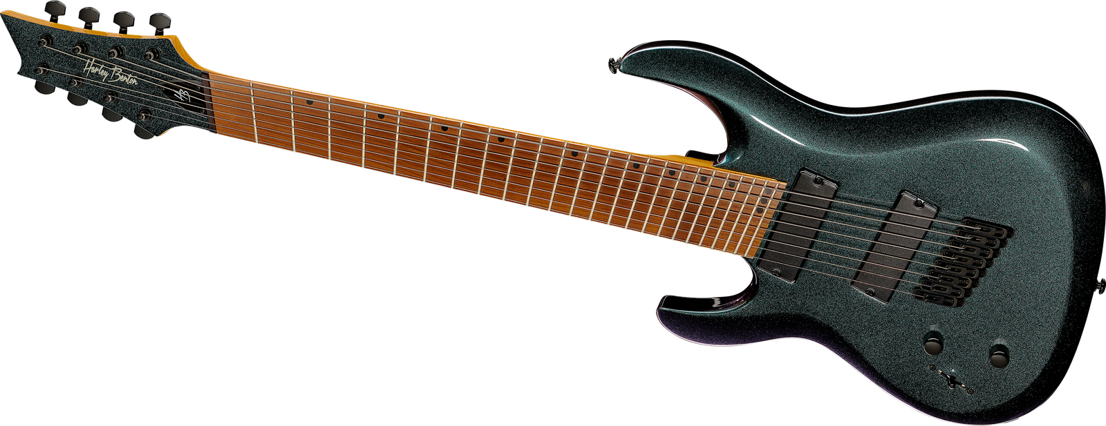 8-saitige Linkshänder E-Gitarre Harley Benton R-458FFB LH Roasted MultiScale