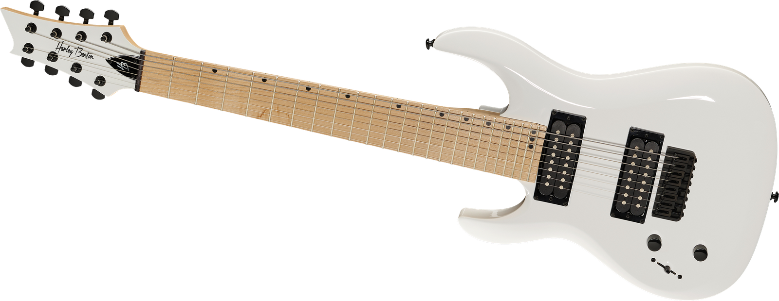 8-Saiter Linkshänder E-Gitarre Harley Benton R-458MN LH WH von vorne