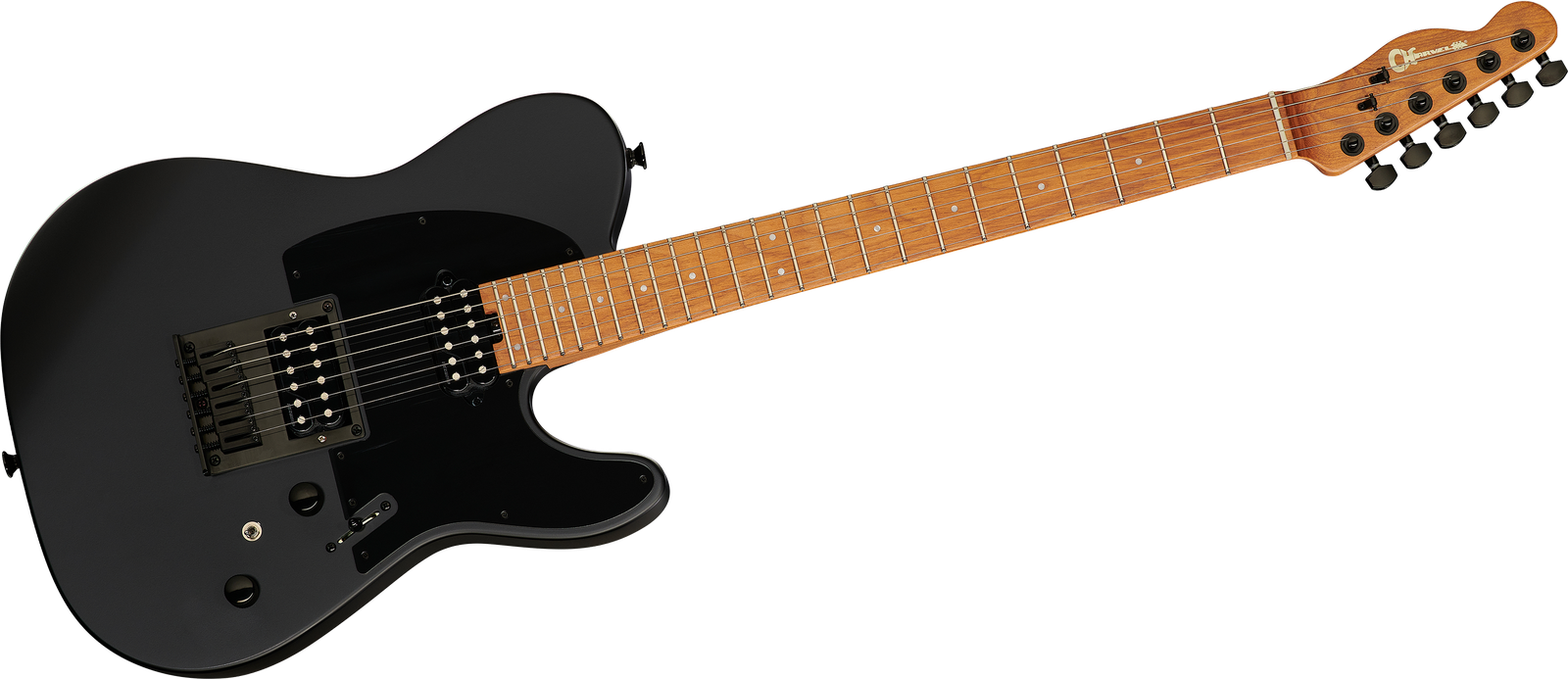 Schwarze E-Gitarre Charvel Pro-Mod SC ST2 HH HT Satin Black Frontansicht