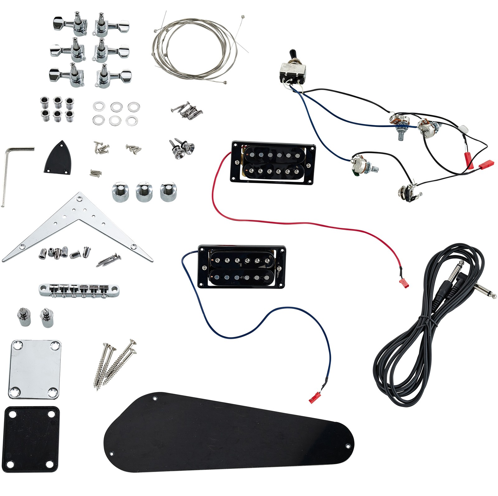 Set für E-Gitarre mit Hardware, Tonabnehmer, Saiten und Werkzeug