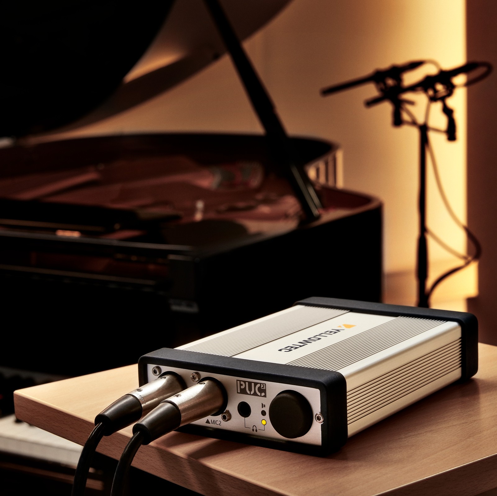 Interface audio USB PUC2 Mic LEA de Yellowtec utilisée sur un piano
